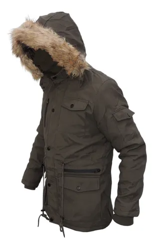 Parka Campera Hombre Capucha Abrigo Piel No Militar Termica