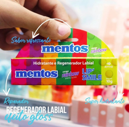 Protetor Labial Mentos Lip Smile Rainbow Efeito Gloss 10g