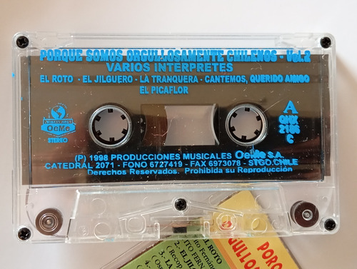 Cassette Porque Somos Orgullosamente Chilenos Vol.2 V.(#1509 (Usado)