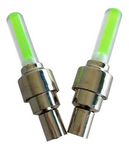 Tapa Valvula Led P/ Rueda Bici Moto Auto Tuning Verde .x2 T2