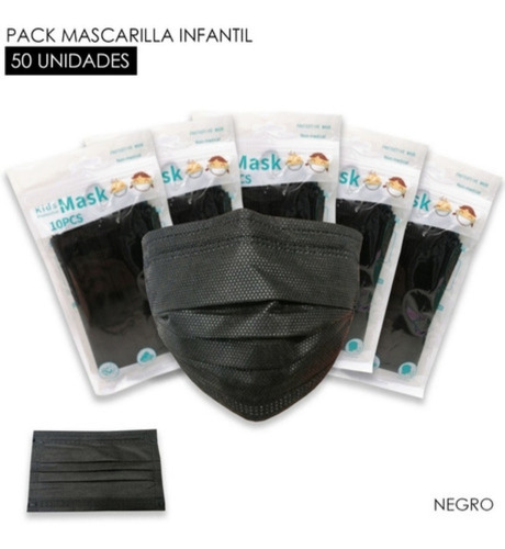 Pack Mascarilla Infantil / 50 Unidades / Negra