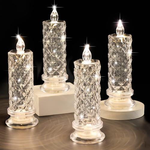 Velas Sin Llama De Luz Led 4 Piezas Plastico Inalambricas