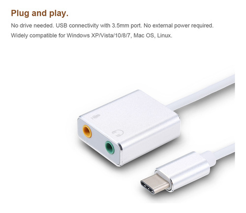 // Tarjeta De Sonido... Adaptador De Tarjeta Usb-c De Audio