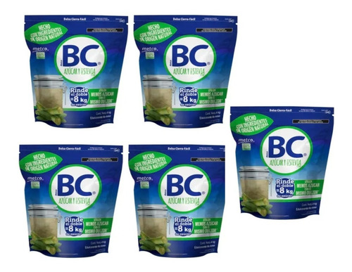 Azúcar Bc Metco 4 Kg Baja En Calorias, Rinde El Doble 5pzas