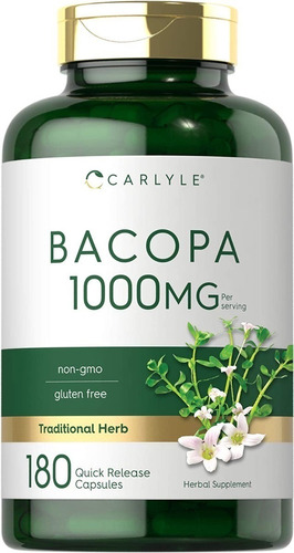 Bacopa Monnieri 1000 Mg Americana 180 Capsulas De Carlyle