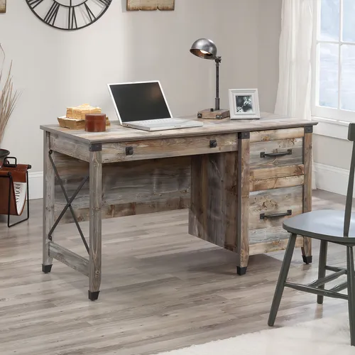 Sauder Carson Forge - Escritorio Con Pedestal, L: 53.19 Pul. Color Acabado Blanco Suave