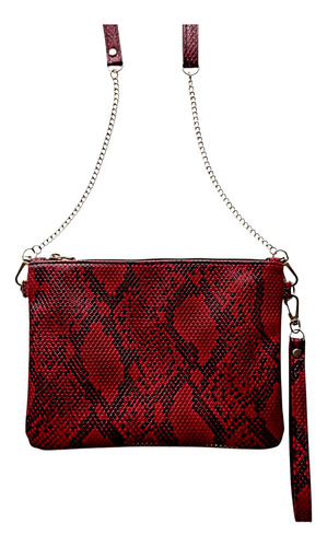 Bandolera-sobre Correa Desmontable P.u Animal Print Bordó Reptil