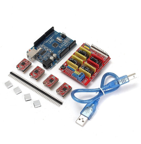 Kit Cnc Shield V3 + Arduino Uno + Cabo Usb + 4 Drivers A4988