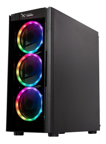 Gabinete Gamer Xzeal Xz110 Rgb Atx 4 Ventiladores Xzcgb12b Color Negro