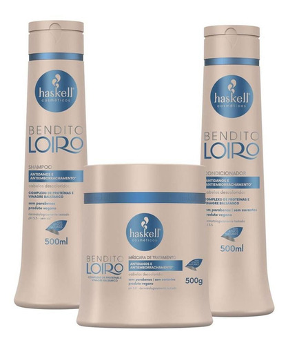 Kit Bendito Loiro Shampoo Condic E Máscara 500g/ml Haskell