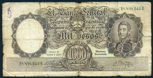 Argentina Billete De 1000 Pesos Bottero 2149 - Año 1960