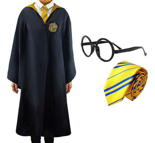 Capa De Harry Potter Bordada +corbata+lentes 3 Piezas