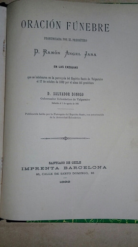 Oracion Funebre Pronunciada En  Exequias De Salvador Donoso