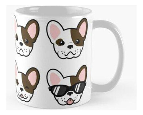 Taza X4 Bulldogs Franceses (mancha Marrón) Calidad Premium