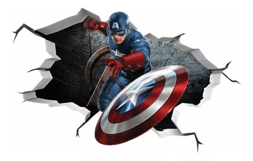 Vinilo impreso efecto 3D Capitán América - 100x100cm - MODELO: 3D_0007
