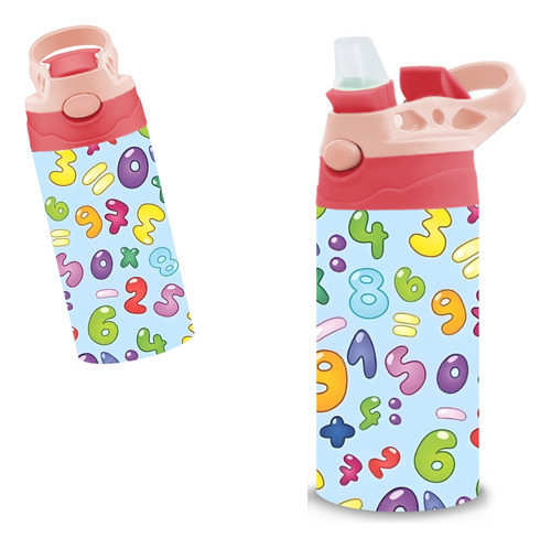 Termos Infantil Números Matemáticas Acero Inoxidable 320 Ml Coral Claro