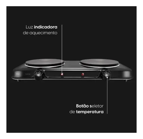 Fogão Cooktop Elétrico Elgin 2 Bocas Preto