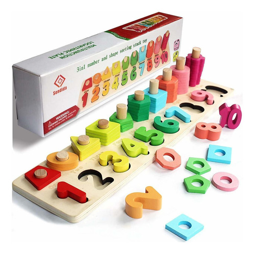 Juguetes Montessori Sendida  Math Shapes Puzzle Toys - N Bbb