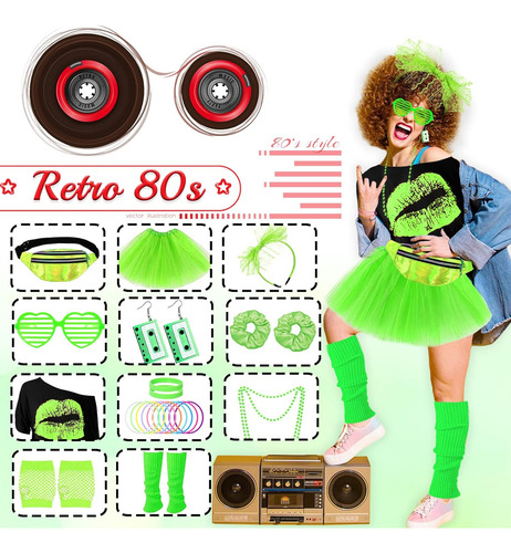 Conjunto De Accesorios De Disfraz De Los Años 80 Para Mujere