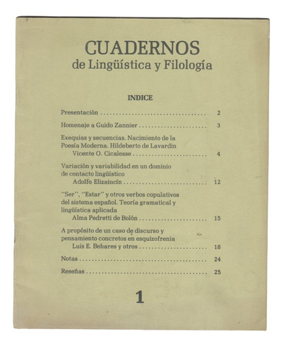 Uruguay Cuadernos De Linguistica Y Filologia N° 1 Raro 1985