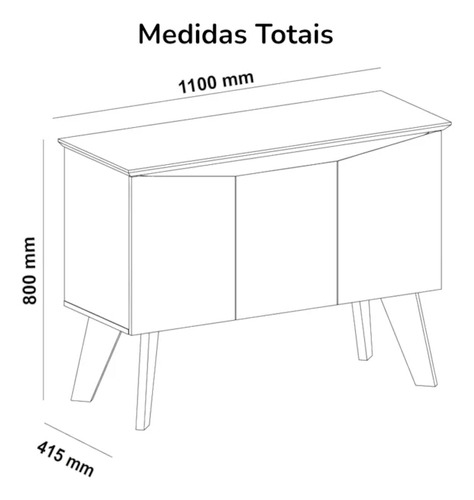 Buffet Aparador 3p Bordas Invertidas Pinho Off White Arly