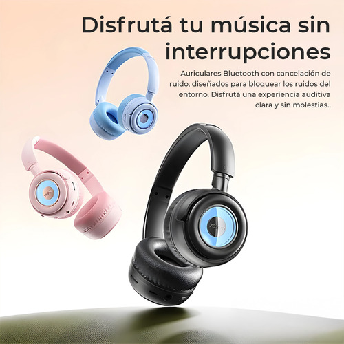 Auriculares Infantiles Bluetooth Rgb Entrada 3.5 Hifi Celeste