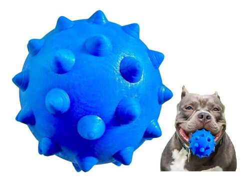 Brinquedo Para Cães Bola Grande Maciça Extra Forte 70mm Cor Azul