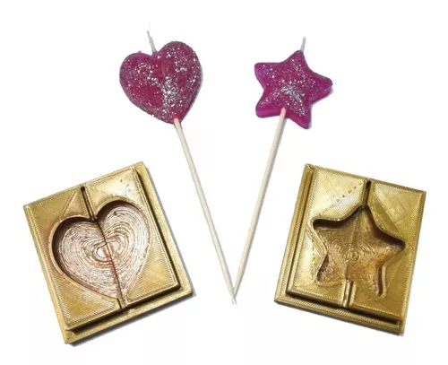 Molde Para Velas Con Formas De Corazón Y Estrella X10