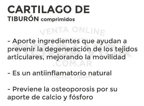 Imagen 2 de 2 de Cartilago De Tiburon 1000 Mg. Con Calcio Goldfish X 30 Caps.