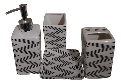 Accesorios De Baño Set 4 Piezas Zig Zag  Cerámica Jer