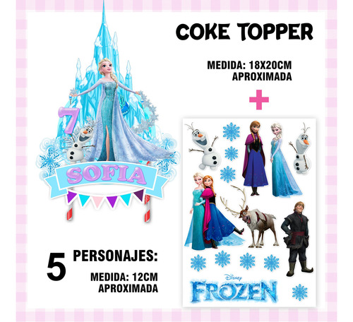 Cake Topper Kit Imprimible Adorno Torta Frozen M1