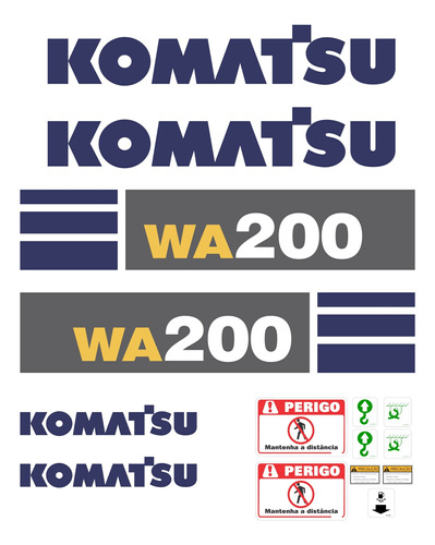 Kit Adesivos Carregadeira Komatsu Wa200 2010 + Etiquetas