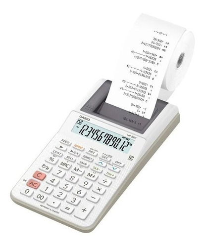 Calculadora de impressora de cor branca Casio Hr-8 Rc