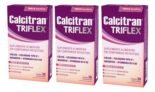 Kit 3 Suplementos Calcitran Triflex 30 Comprimidos - Fqm
