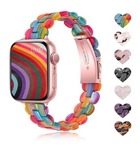 Malla Para Apple Watch 42/44/45mm Se 7a1 -resina Arcoiris