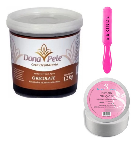 Kit Pra Depilação Intima Chocolate 1,2kg + Espátulas + Tnt