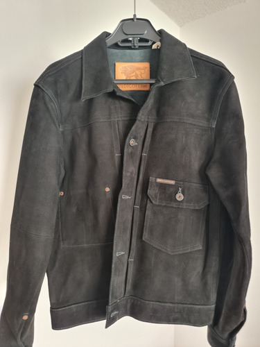 Chamarra Suede Indigofera Negra Trucker