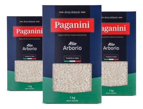 Kit C/ 3 Und Arroz Arbório Paganini Italia 1 Kg