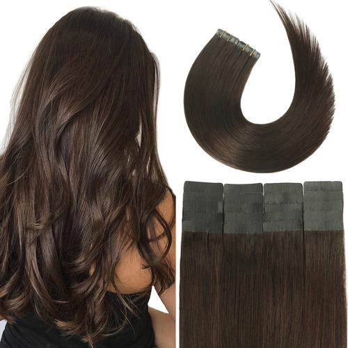 Extensiones De Cabello Adhesivas, Sedosas Y Lacias, Color 2 