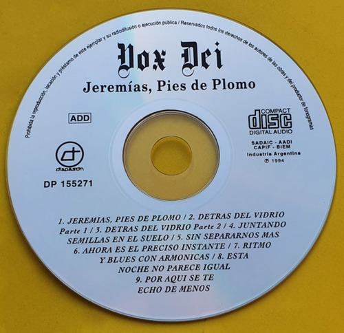 Vox Dei Cd: Jeremias, Pies De Plomo ( Simil Vinilo ) Estándar