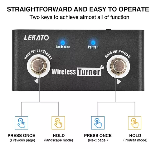 Pedal bluetooth virador de página sem fio, pedal sem fio controlador de música  para tablets instrumento