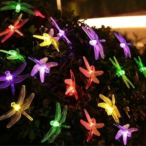 Imagen 7 de 8 de Guirnalda Luces Led Hadas Solar Libélula Exterior E Interior