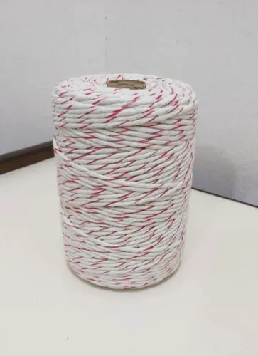 Hilo De Algodón Crudo 27 Hebras Con Hilo Rojo - Macramé