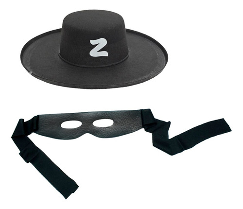 Fantasia Zorro, Chapéu E Máscara Feminino/masculino 2 Peças