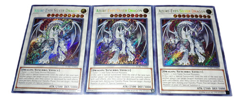 3x Azure-eyes Silver Dragon Lckc-en066 Secreta Raras