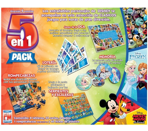 Juego De Mesa Fotorama 5 En 1 Play House Disney