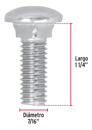 Tornillo Tipo Coche 7/16x1.25´ Redondo Metal Auto 50pz 44738