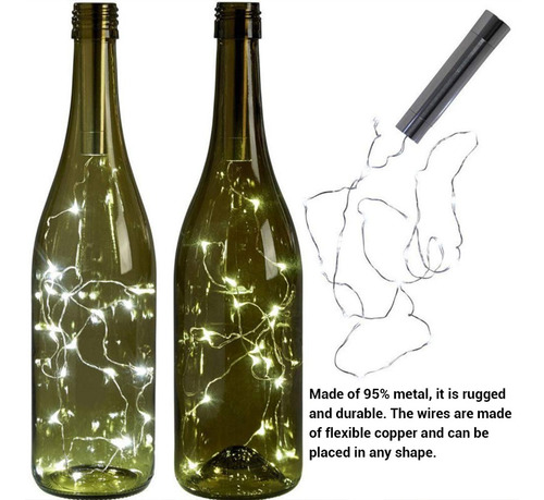 Cadena De 20 Luces Led Tipo Guirnalda Para Botellas, Paquete