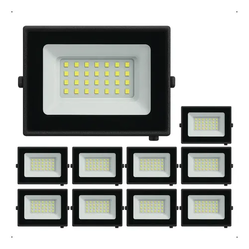 Kit 10 Holofote Refletor Led Eco Pro 100w Luz Branco-frio