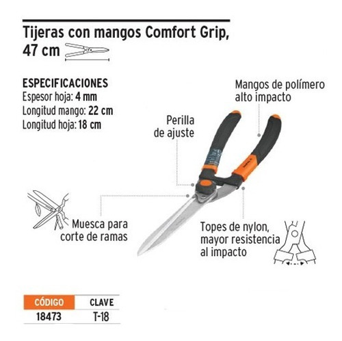 Tijera Americano Mgos Polímero 18-1/2' Truper 18473 Negro